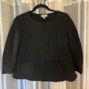 LOFT Black Knit Sweater with Pocket Detail